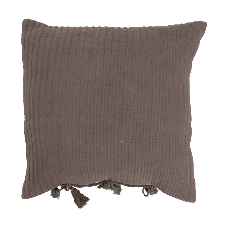 Hello Honey® Gray Woven Cotton Pillow with Tassel Ties