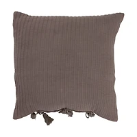 Hello Honey® Gray Woven Cotton Pillow with Tassel Ties