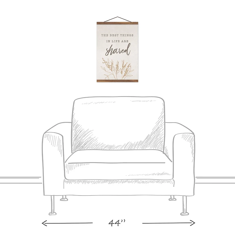 Best Things Are Shared 12" x 16" Teak Hanging Canvas