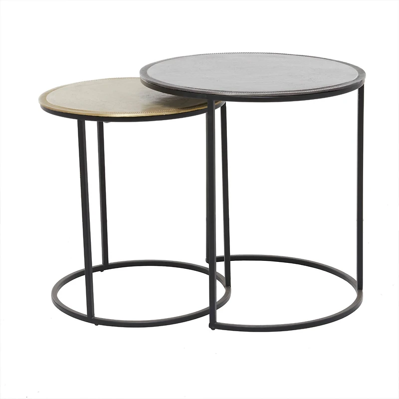 20" Black Aluminum Industrial Accent Table Set