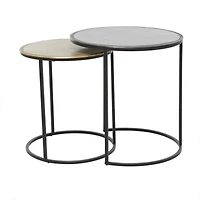 20" Black Aluminum Industrial Accent Table Set