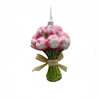 5.25" Pink Tulip bouquet Glass Ornament by Ashland®