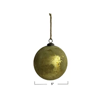 Hello Honey® 5" Olive Green & Gold Matte Distressed Ball Glass Ornament