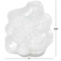 8" Clear Abstract Handmade Bubble Glass Vase