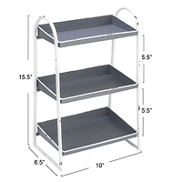 Hello Honey® 15.5" Heavily Distressed 3-Tier Metal Tray with White Frame & Rim