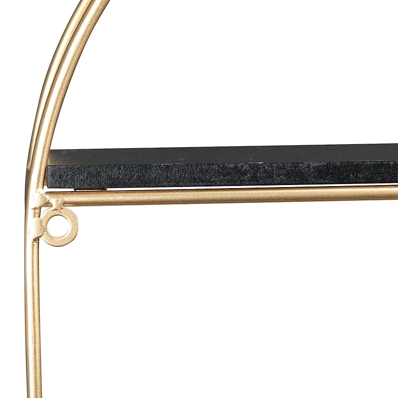 Hello Honey® Metal & Wood Gold Oval Wall Shelf