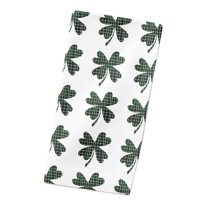 Plaid Green Shamrock Pattern 10" x 10" Cotton Twill Napkin