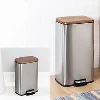 Honey Can Do Rose Gold Stainless Steel Step Trash Cans with Lid Set