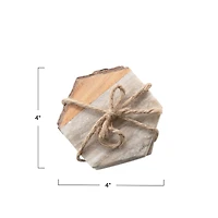 Hello Honey® 4" Hexagon Marble & Acacia Wood Coasters Set