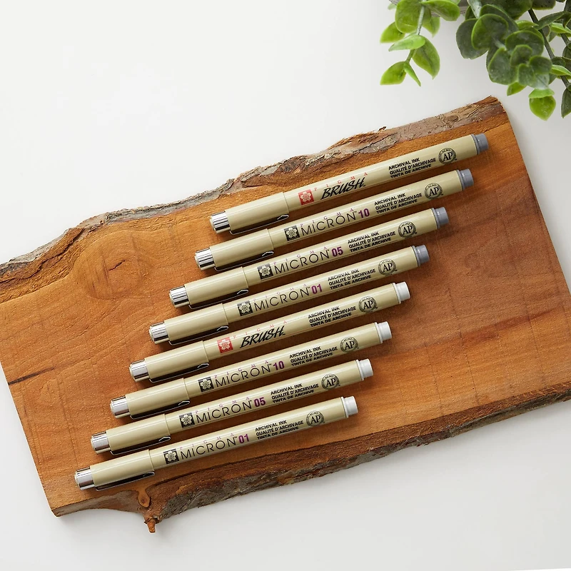 Micron® Brush™ Gray Pen Set