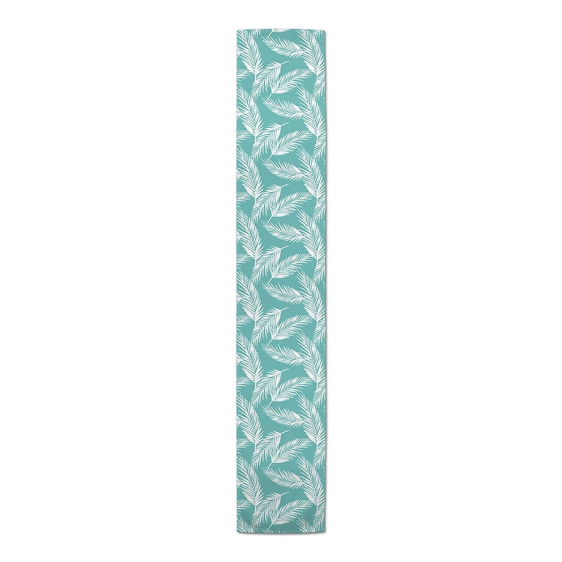 Teal Nature Palm 16" x 90" Outdoor Table Runner