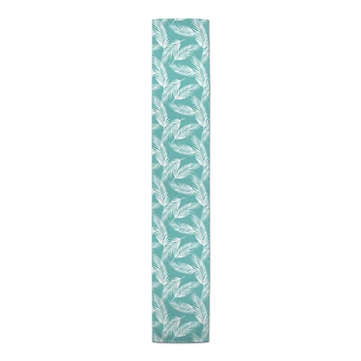 Teal Nature Palm 16" x 90" Outdoor Table Runner