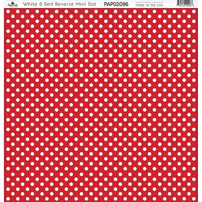 Paper Café White & Red Reverse Mini Dot 12" x 12" Cardstock, 15 Sheets
