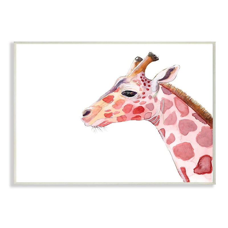 Stupell Industries Calm Giraffe Portrait Red Brown Safari Animal Wall Plaque