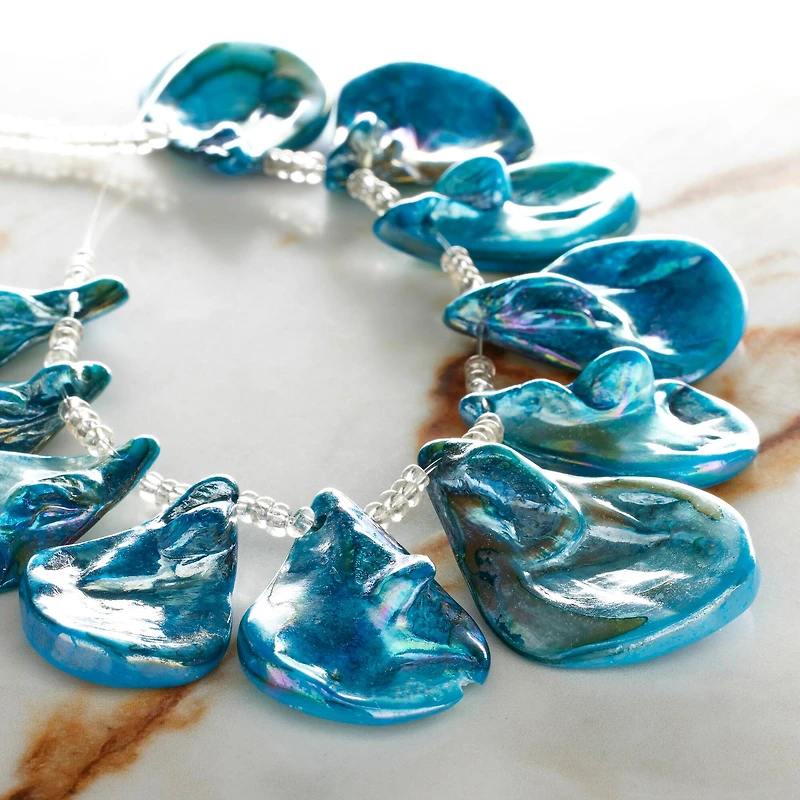 Teal Shell Teardrop Beads, 34mm by Bead Landing™