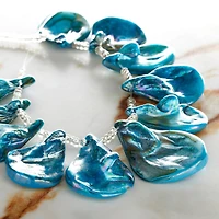 Teal Shell Teardrop Beads, 34mm by Bead Landing™