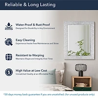 Head West 29" Chrome & White Tile Textured Framed Vanity Mirror