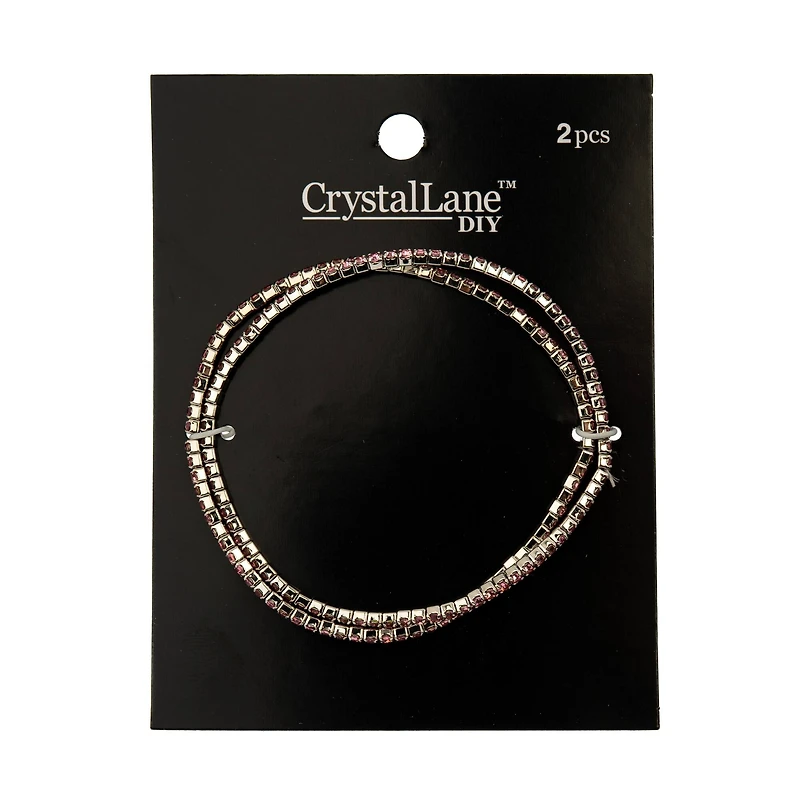 Crystal Lane DIY Silver & Light Rose Rhinestones Bracelets, 2ct.