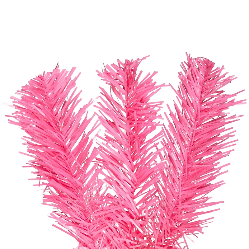 3ft. Pre-Lit Pink Tinsel Artificial Christmas Tree, Clear Lights