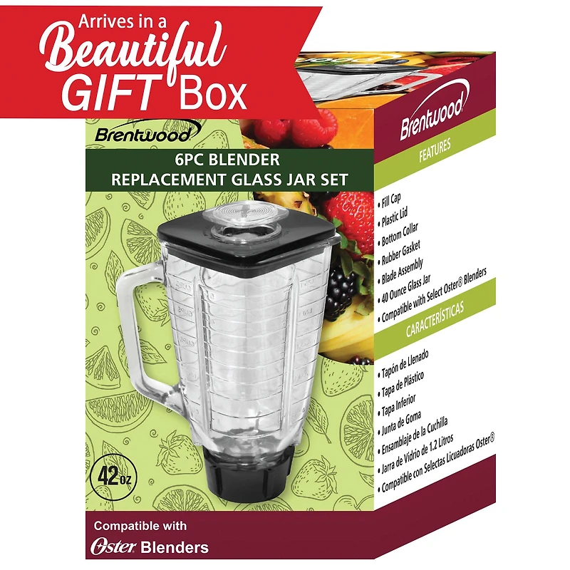 Brentwood 42oz. 6-Piece Oster P-OST722 Blender Glass Jar Replacement Set