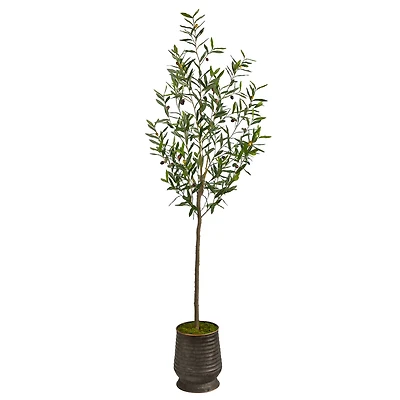 6ft. Olive Artificial Tree in Ribbed Metal Planter