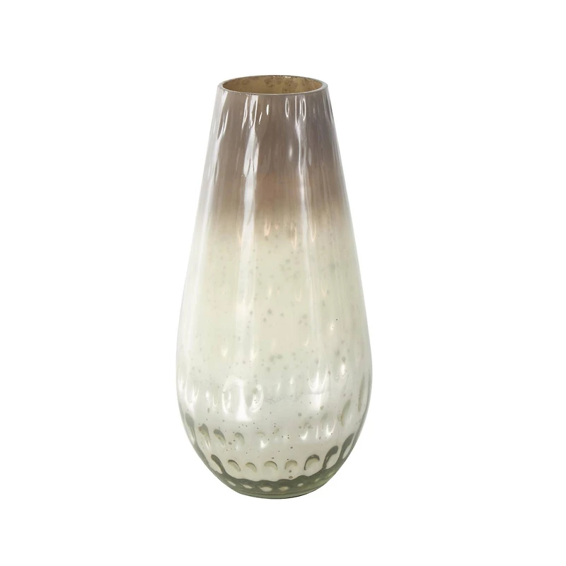 12.25" Brown Glass Ombre Vase with Spotted Concaved Details & Speckled Accents