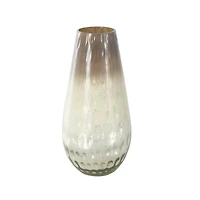 12.25" Brown Glass Ombre Vase with Spotted Concaved Details & Speckled Accents