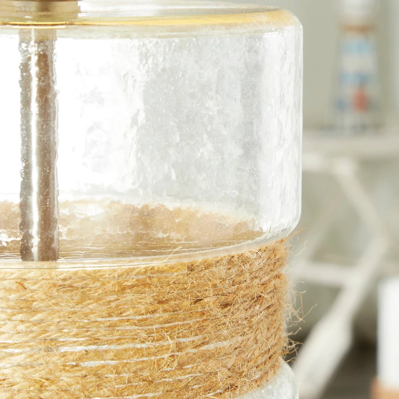 Set of 2 Silver Glass Rustic Table Lamp, 31"