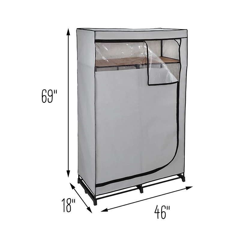 Honey Can Do 46'' Gray Portable Wardrobe Closet