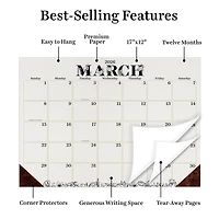 2026 Floral Medium Desk Pad Monthly Blotter Calendar