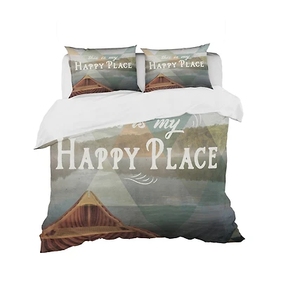 Designart 'Lake House Happy Quote' Cottage Bedding Set