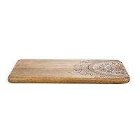 Hello Honey® 11.5" Natural Boho Wood Cutting or Charcuterie Board with Laser-Cut Design