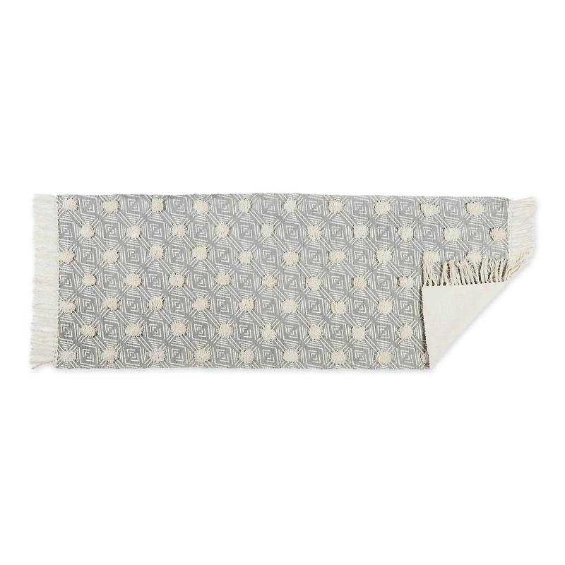 DII® Diamond Printed Off-White Hand-Loomed Shag Rug Runner 2ft. x 6ft