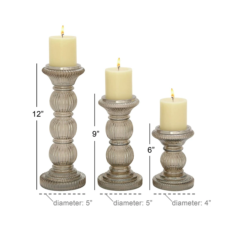 The Novogratz Clear Glass Traditional Candle Holder Set