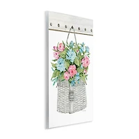 Stupell Industries Blue And Pink Blooming Roses Spring Plant Basket Wall Plaque Art