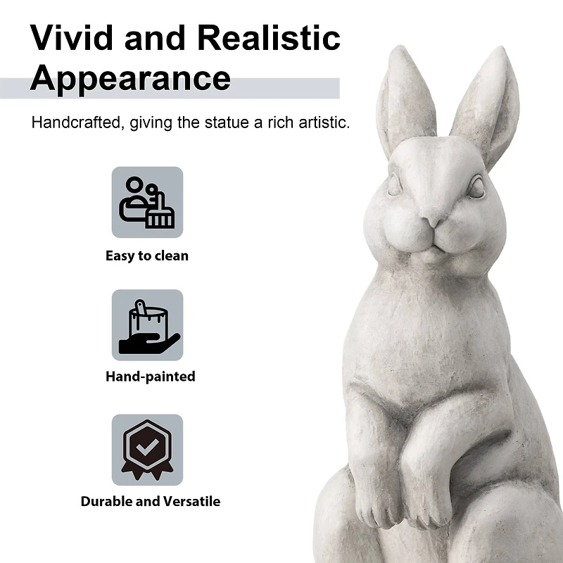 Glitzhome® 22.75" MGO White Standing Rabbit Statue