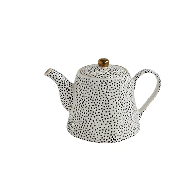 Hello Honey® White & Black Speckles Stoneware Teapot