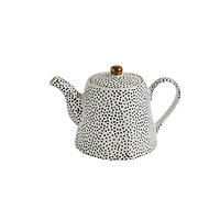 Hello Honey® White & Black Speckles Stoneware Teapot