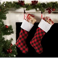 DII® Red & Black Buffalo Check Holiday Stockings Set