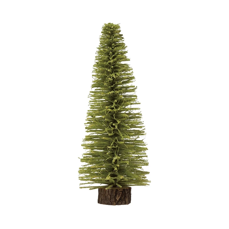 Hello Honey® 14" Chartreuse Sisal Bottle Brush Tree with Wood Slice Base