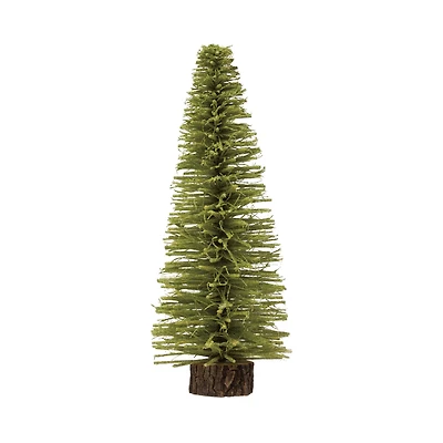 Hello Honey® 14" Chartreuse Sisal Bottle Brush Tree with Wood Slice Base