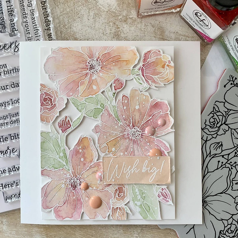 Pinkfresh Studio Floral Focus Cling Rubber Background Stamp