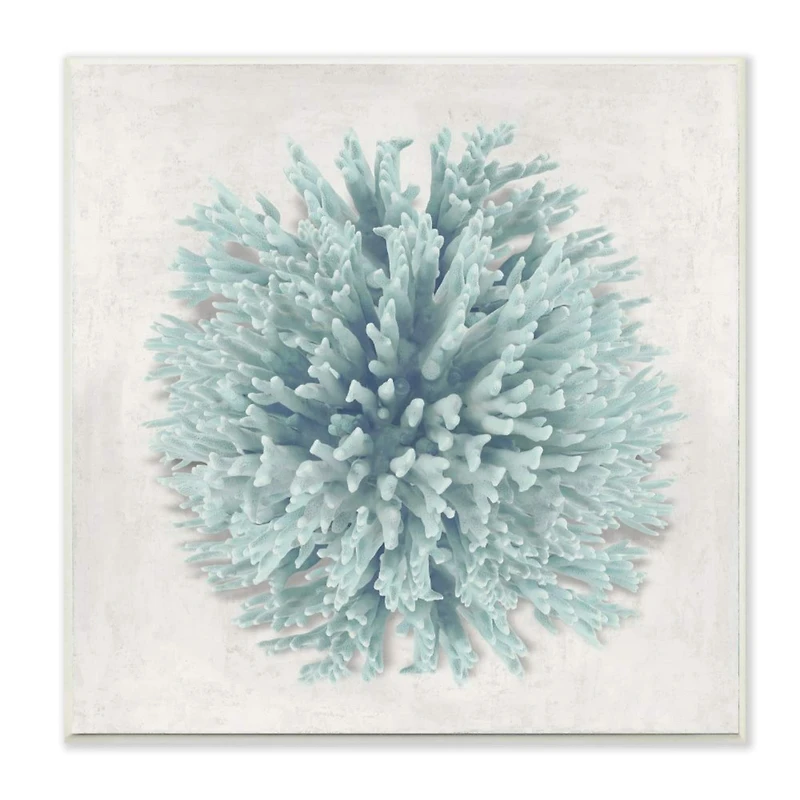 Stupell Industries Coral Ball Blue Sea Beach Design Wood Wall Plaque
