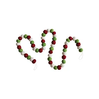 Hello Honey® 6ft. Red, White & Green Wool Felt Ball Garland