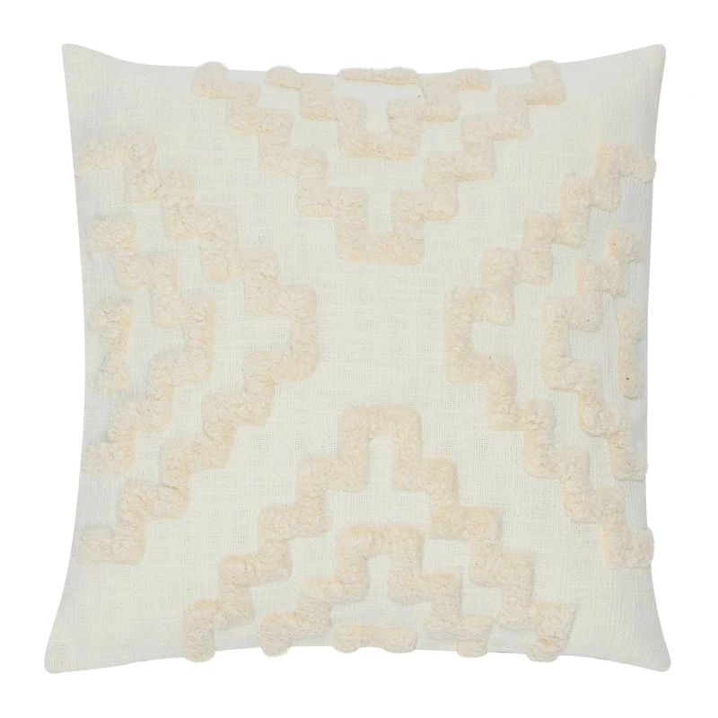 Hello Honey® Cotton Tufted Pillow with Pattern and Chambray Back