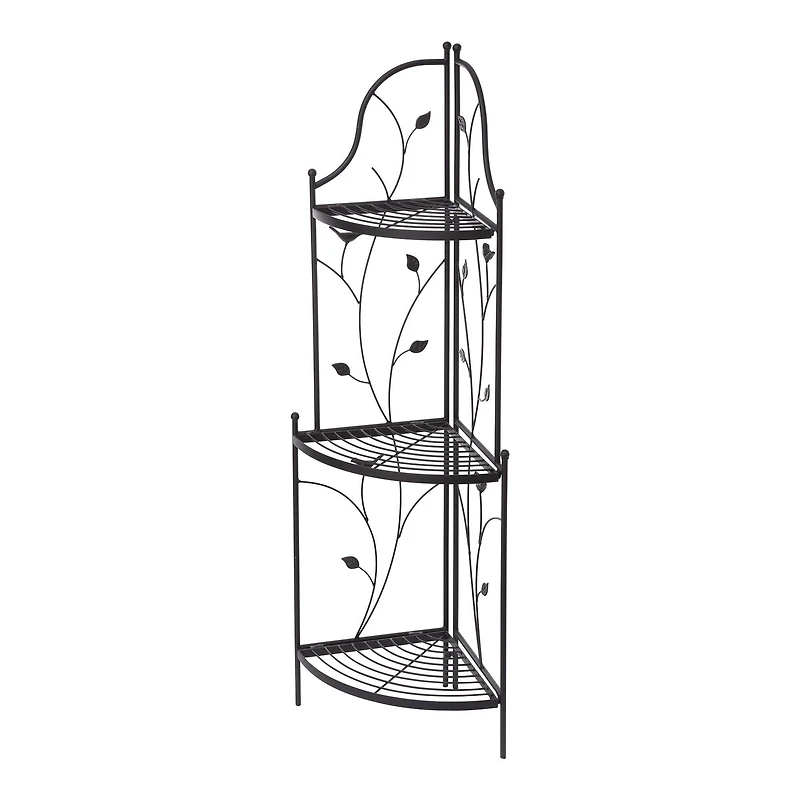 Glitzhome® 3-Tier Black Metal Corner Plant Stand