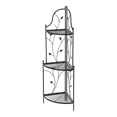 Glitzhome® 3-Tier Black Metal Corner Plant Stand