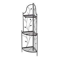 Glitzhome® 3-Tier Black Metal Corner Plant Stand