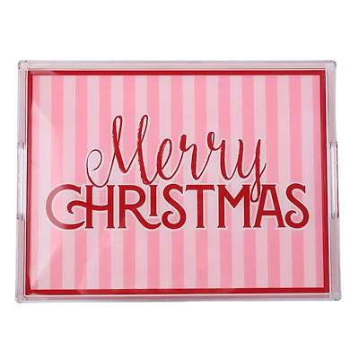 13.75" Pink Merry Christmas Tray by Ashland®