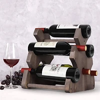 NEX™ 12.5" Brown Countertop 6-Bottle Wood Wine Rack